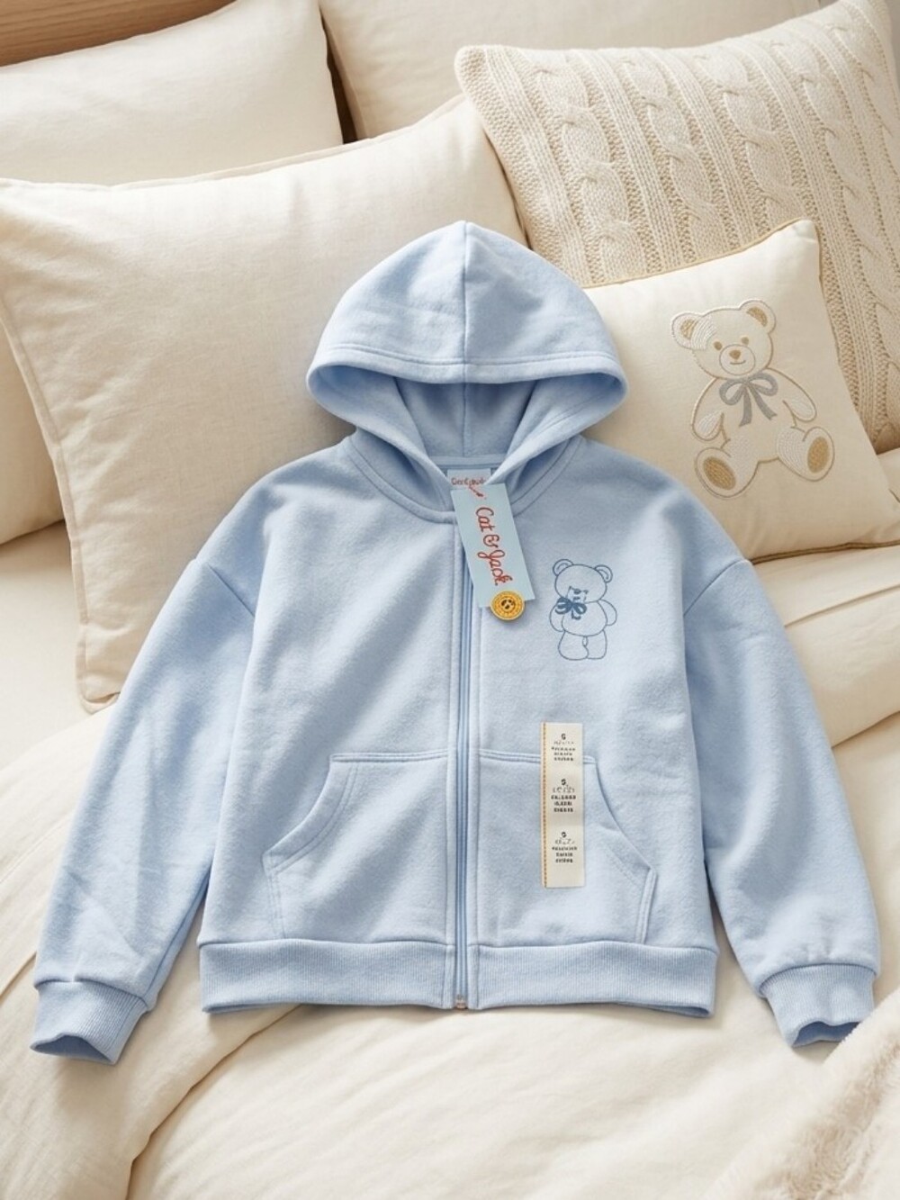 Cat & Jack Pale Blue Girls' Pullover Hoodie Size S (6-7)